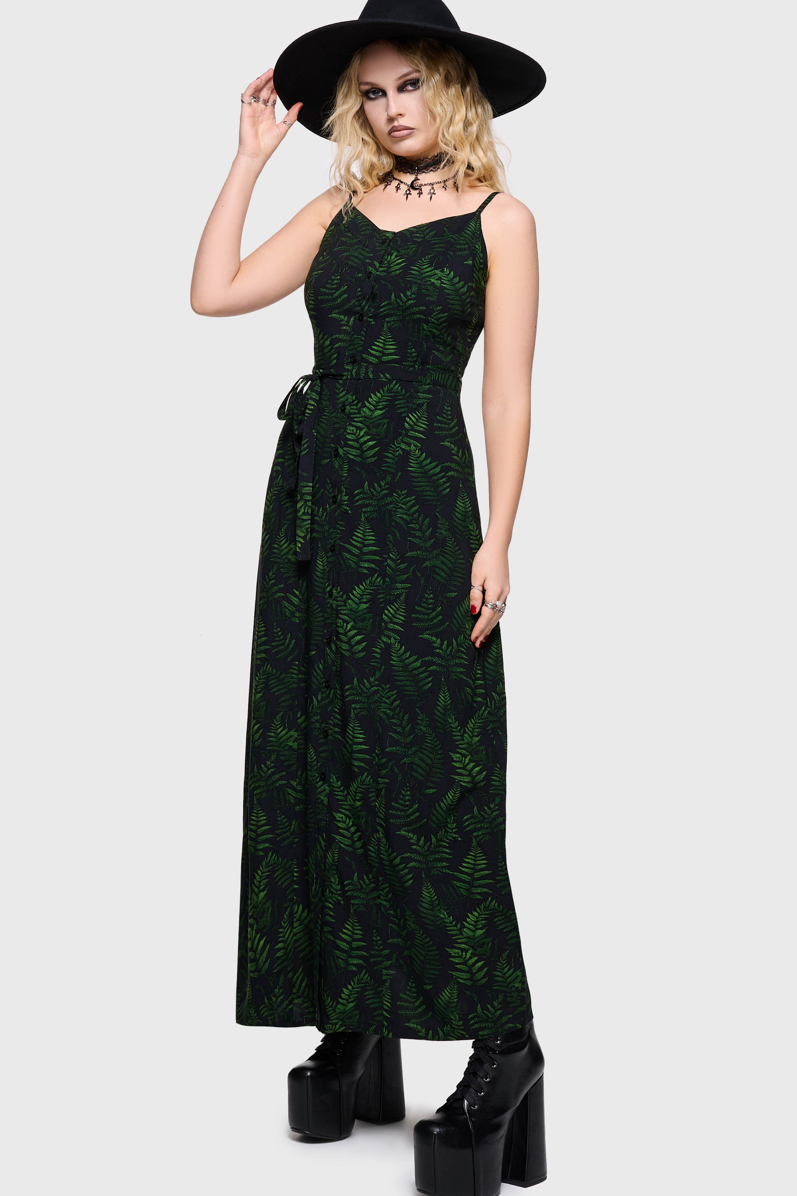 cottage chorus maxi dress Cottage Chorus Maxi Dress [BLACK/GREEN]