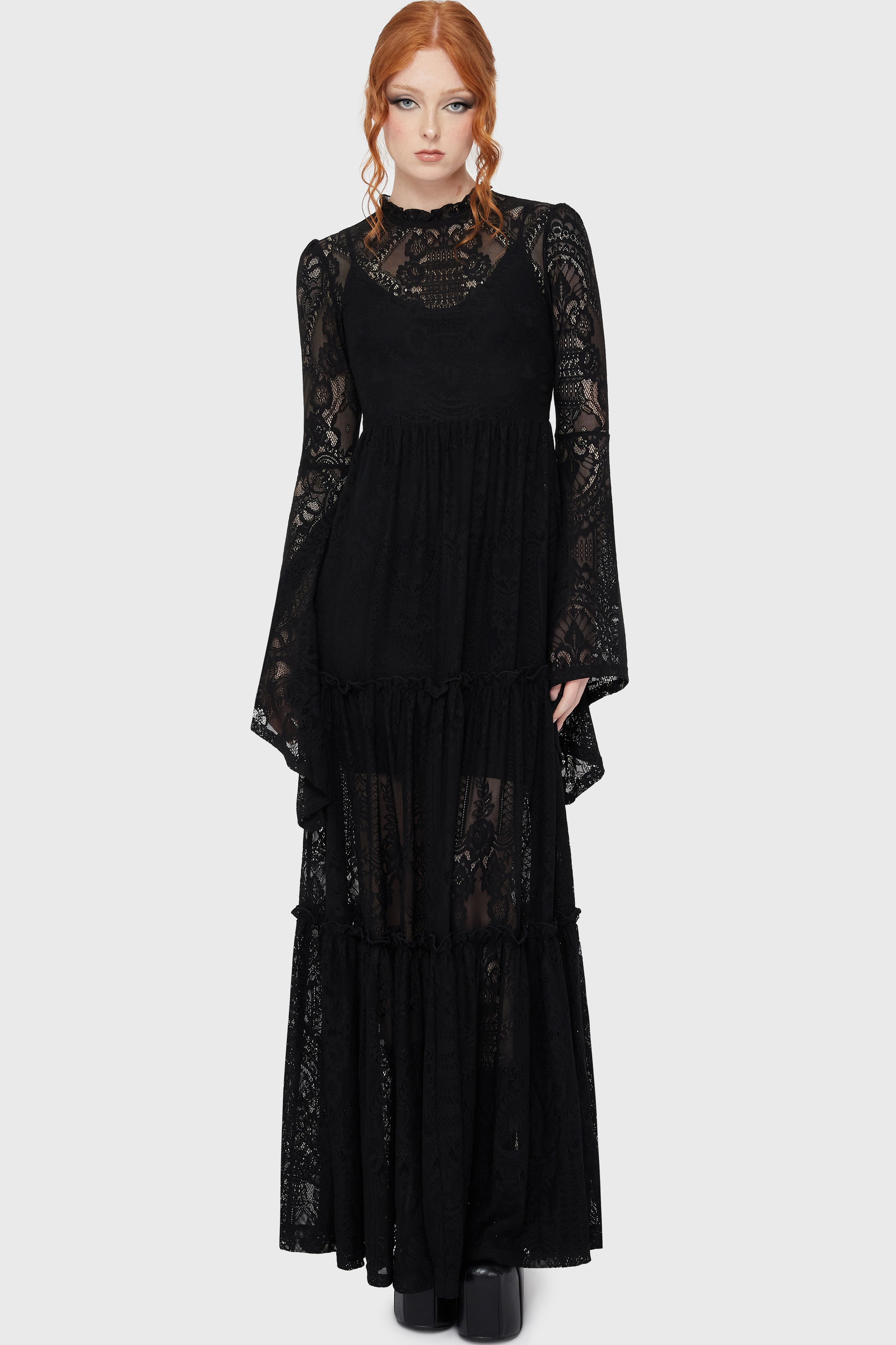 princess polly baby blue dress Jarlo's Izzy High Neck Maxi Dress with Lace Waist Detailin Black – Jarlo  London main image 1