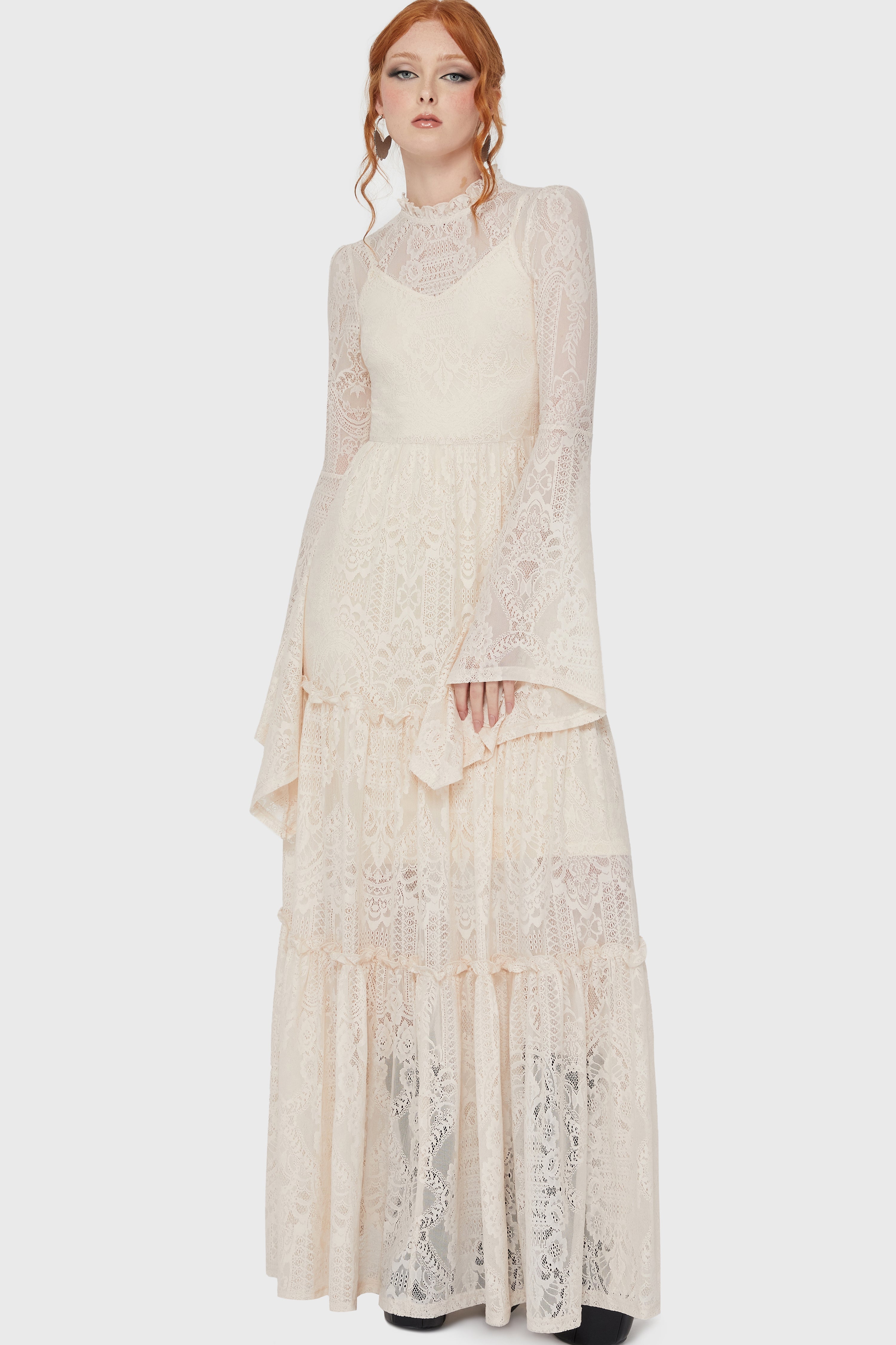 Hecate Lace Maxi Dress [IVORY] | Killstar