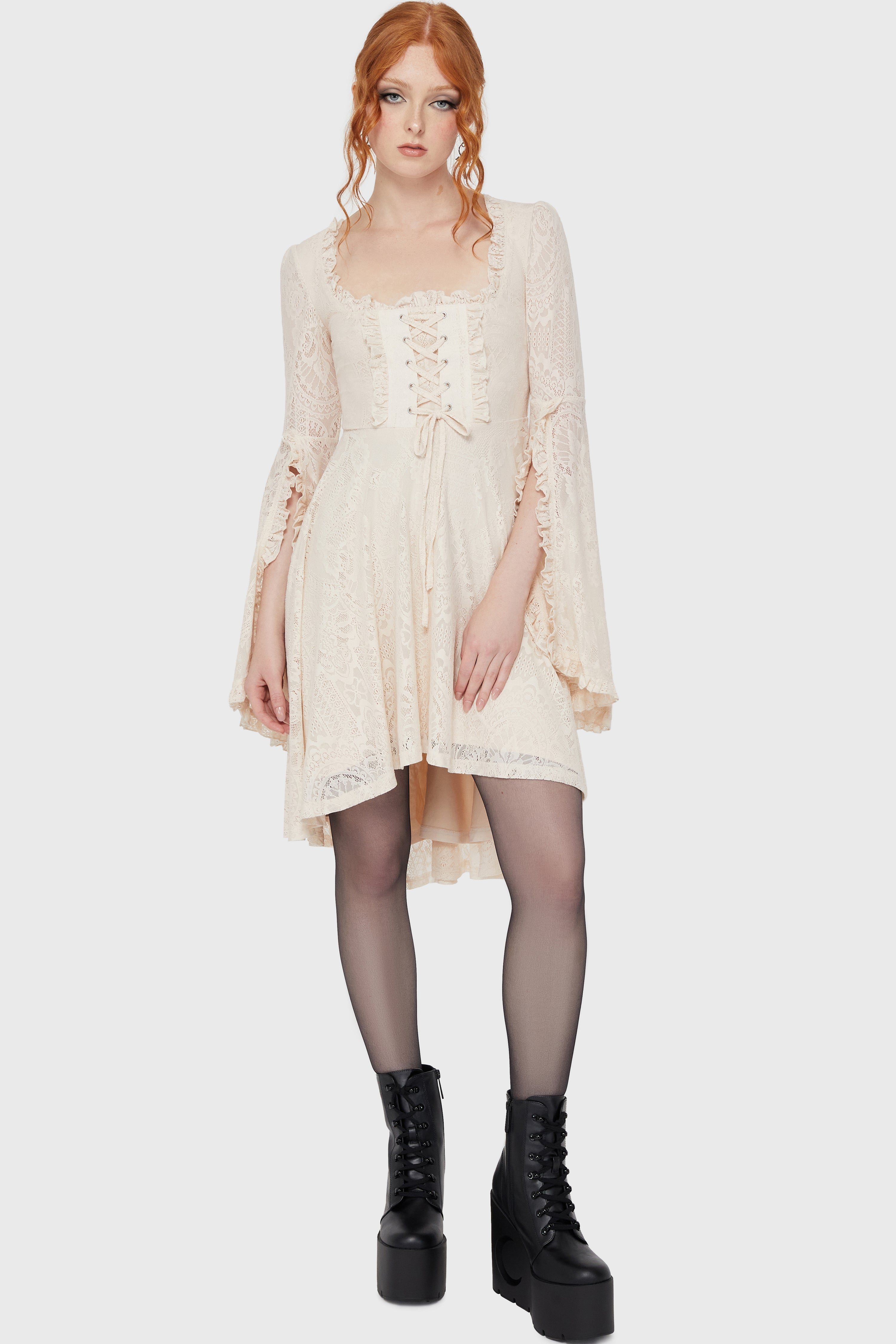 Killing Kisses Lace Maiden Dress [Ivory] | Killstar