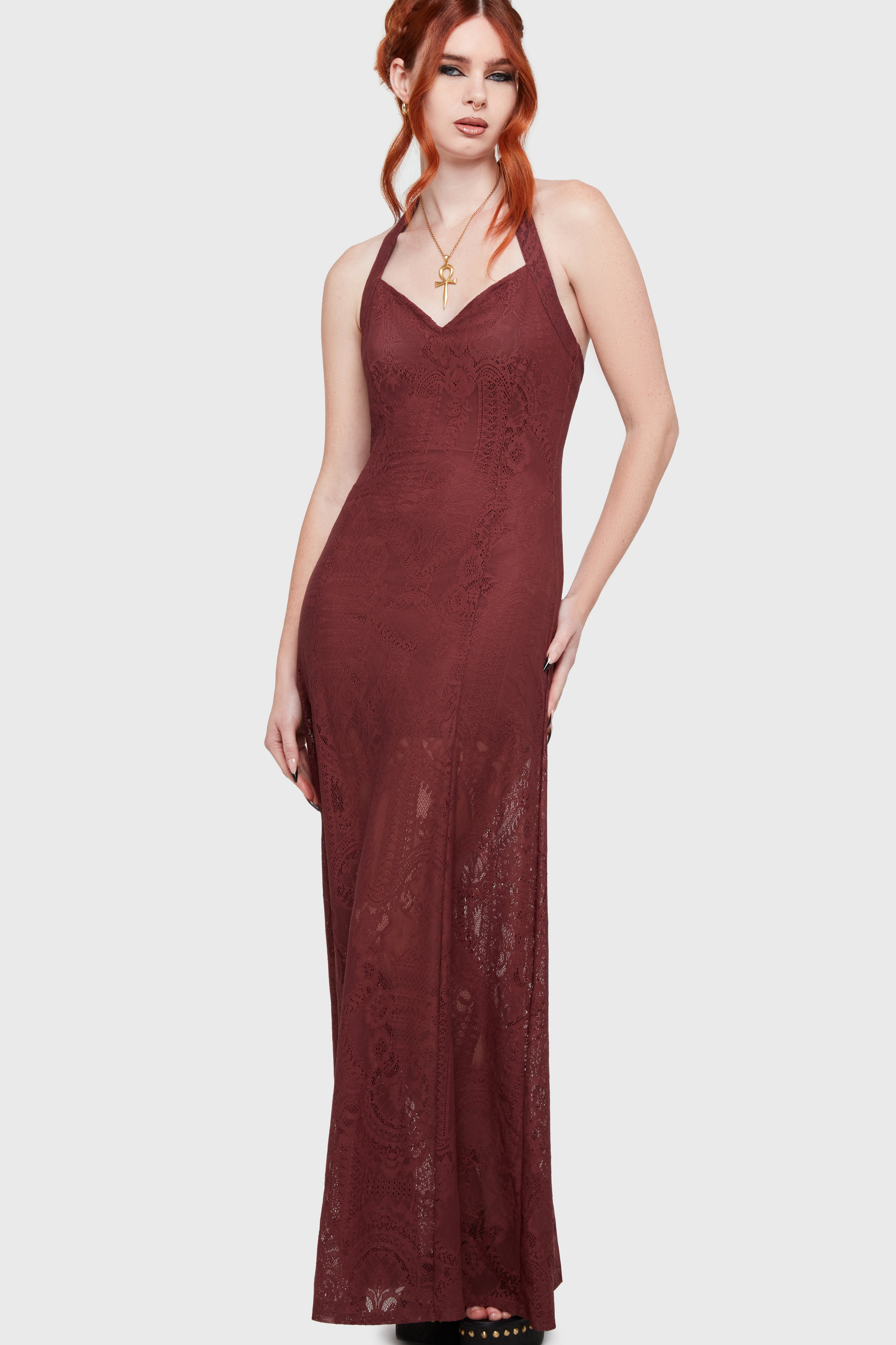 Lilith's Garden Maxi Dress [Burgundy] | Killstar