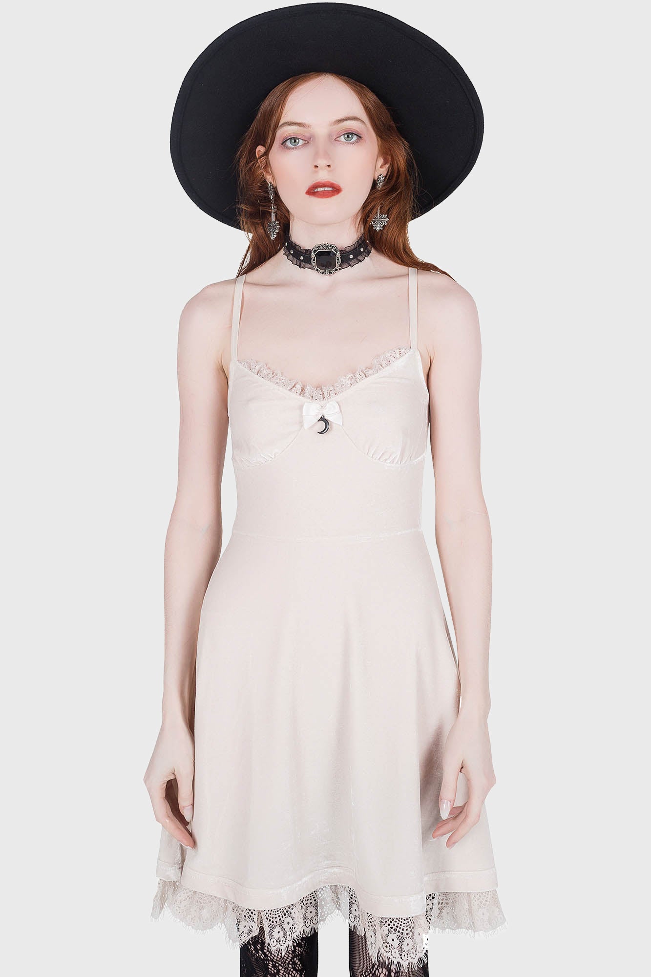 killstar wretched skater dress Moonstruck Velvet Skater Dress [Ivory]