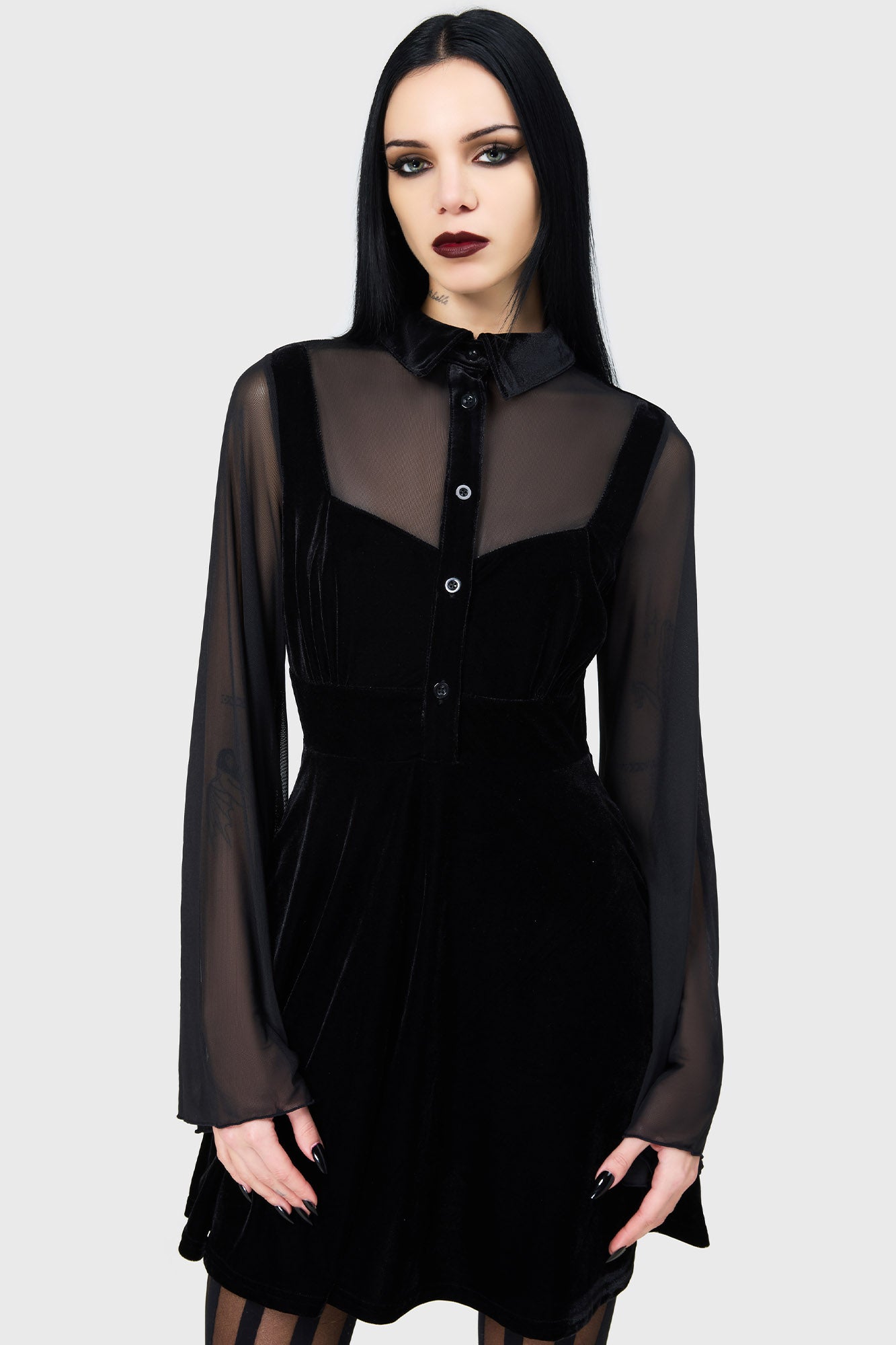 killstar shirt dress Women's dress KILLSTAR - Paranormal Shirt-Dress