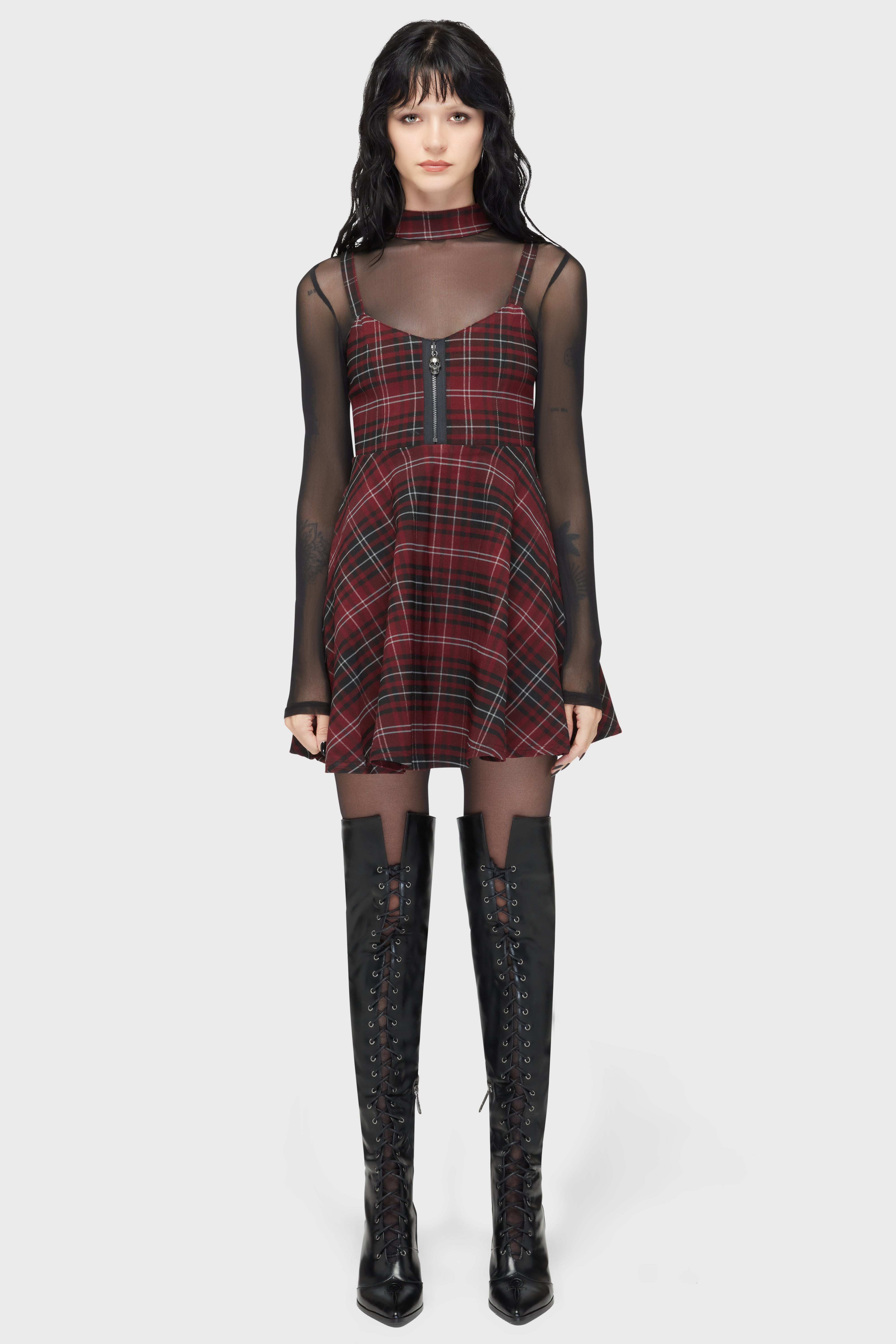 burgundy tartan dress Tartan Riot Dress [BURGUNDY]