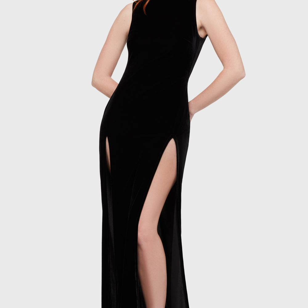 chic whispers maxi dress black Vamp Whisper ‐ KILLSTAR Size:44 Long Jacket NoFormal LoveShackFancy Maralee Dress in Dress burgundy detached cowl detailing at