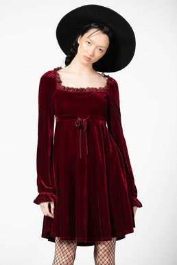 Imperia Long Sleeve Velvet Dress [BLOOD]