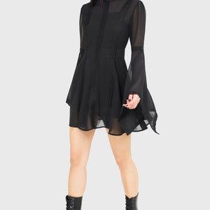 Begone Long Sleeve Mini Dress [BLACK]