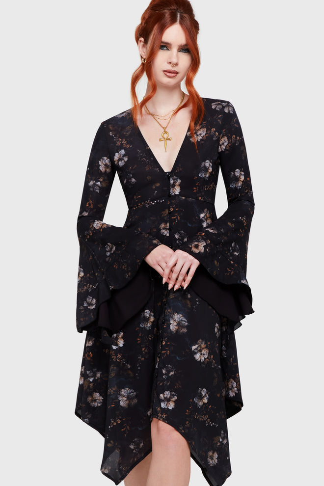 Autumna's Night Midi Dress