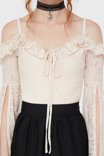 Breathless Lace Bardot Top [IVORY]
