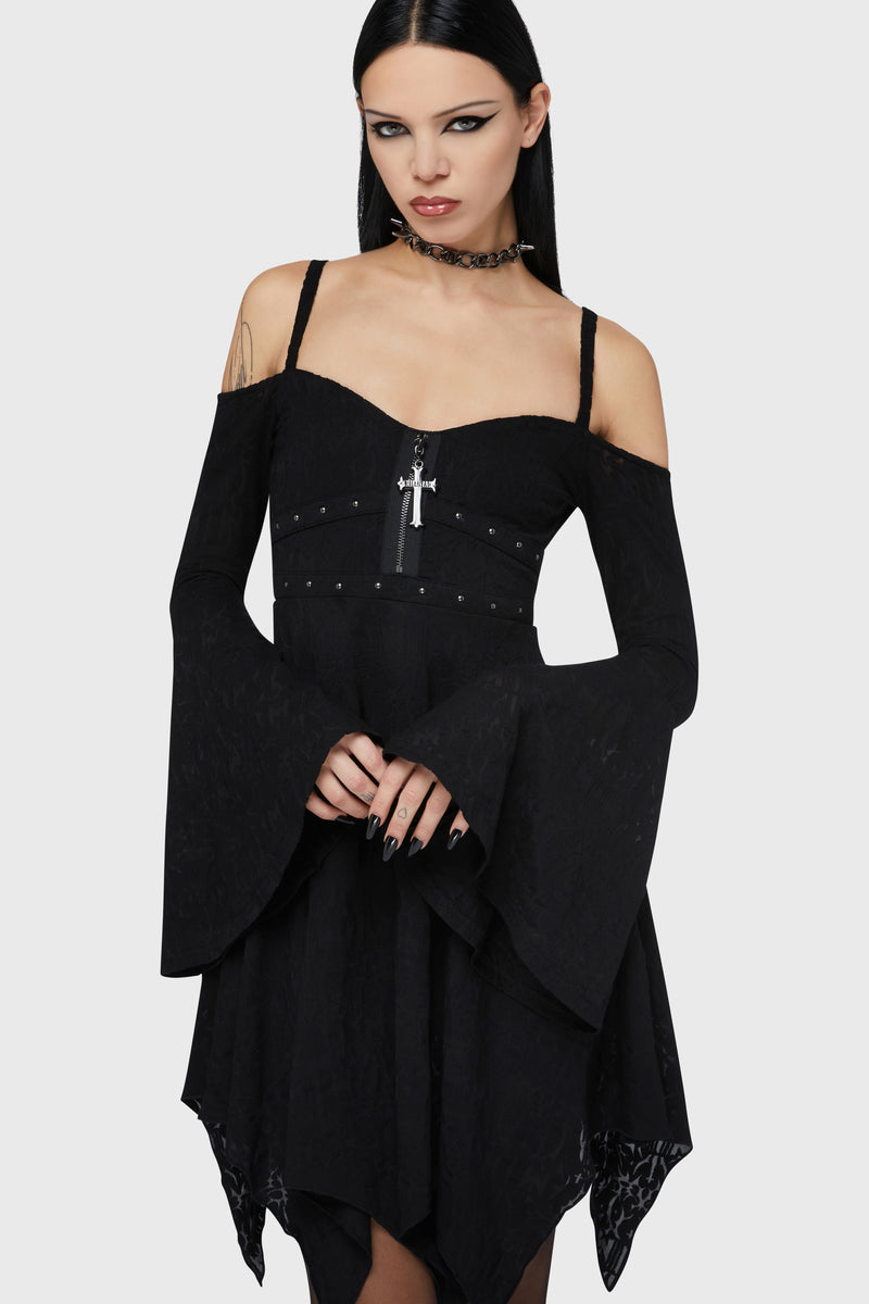 Black Damask Mini Dress