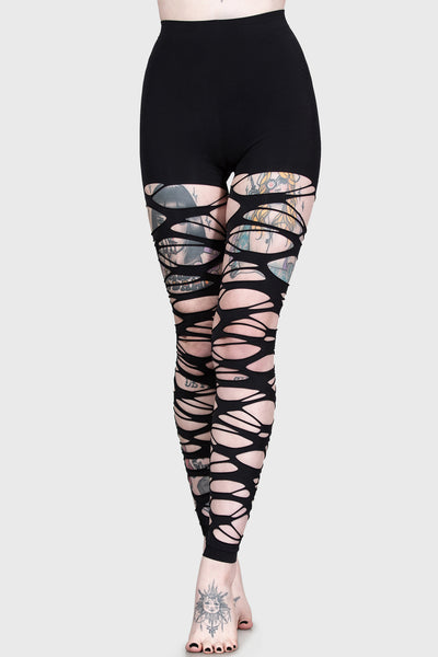 Carved Up Slashed Tights
