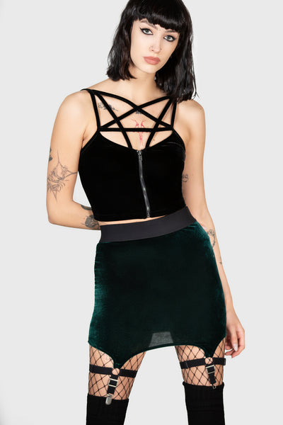 Cassandra Velvet Mini Skirt [EMERALD]