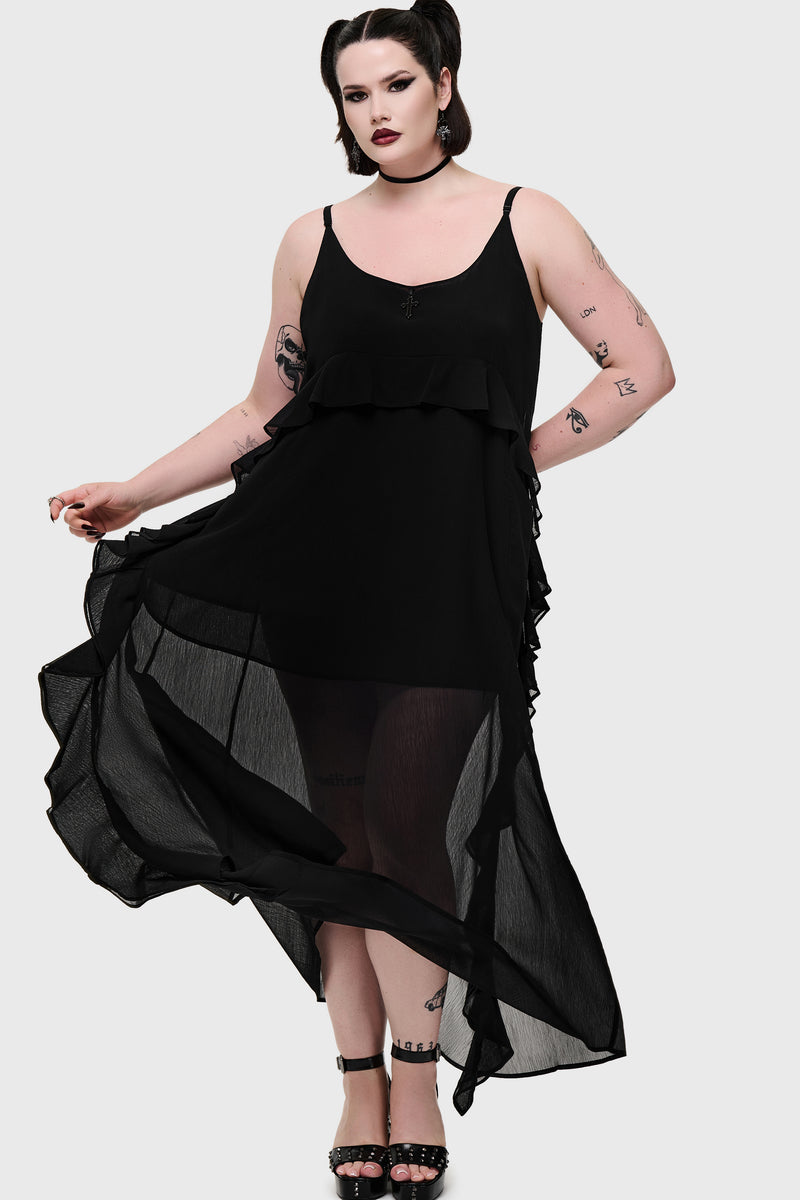 Cathedral Garden Chiffon Ruffle Maxi Dress