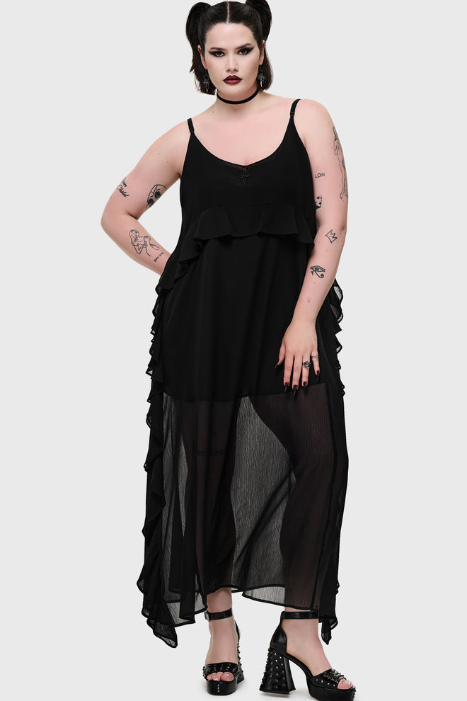 Cathedral Garden Chiffon Ruffle Maxi Dress