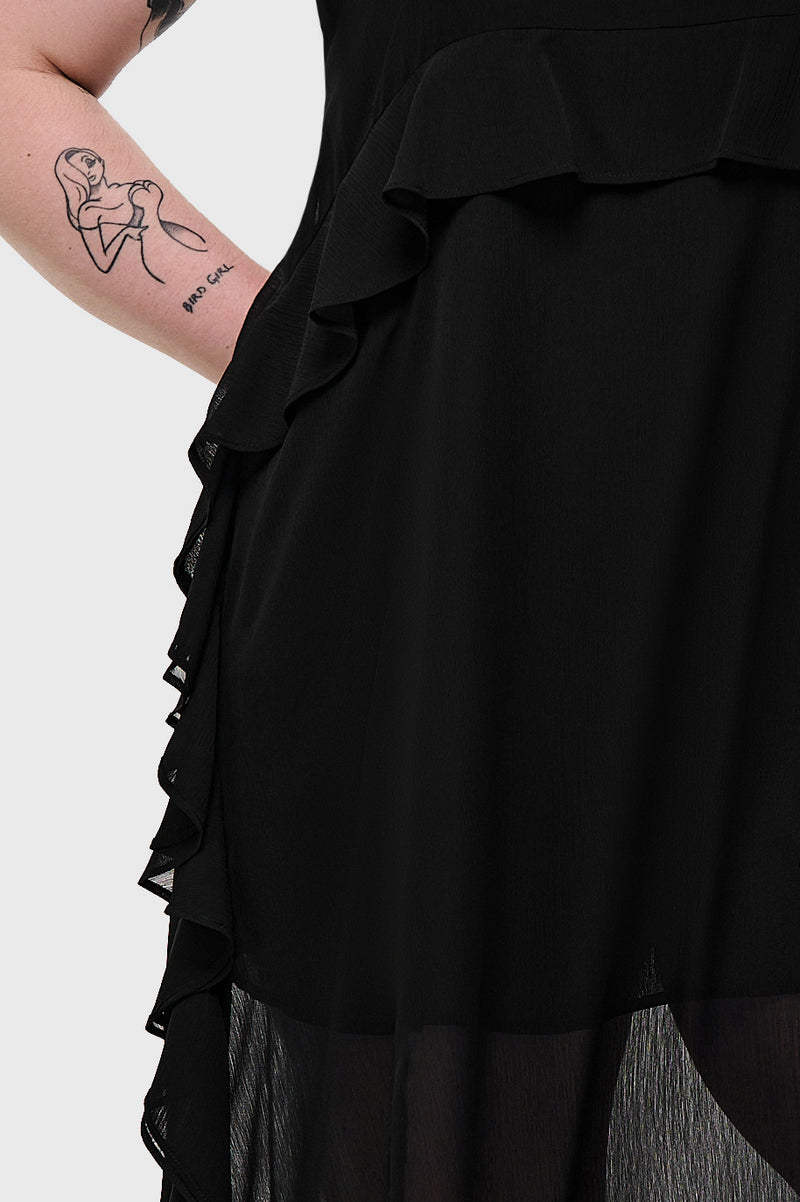Cathedral Garden Chiffon Ruffle Maxi Dress