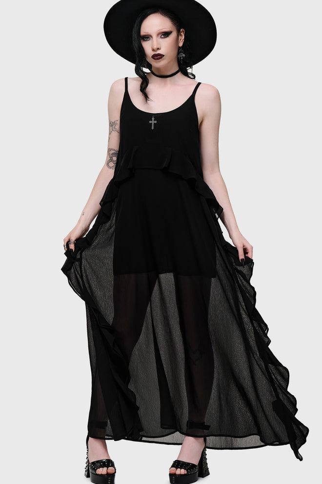 Cathedral Garden Chiffon Ruffle Maxi Dress