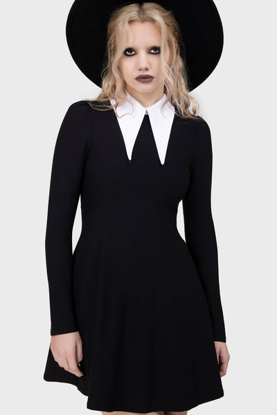 white collar skater dress White Collar Skater Dress Collar Women Collar-Neck Skater Dress