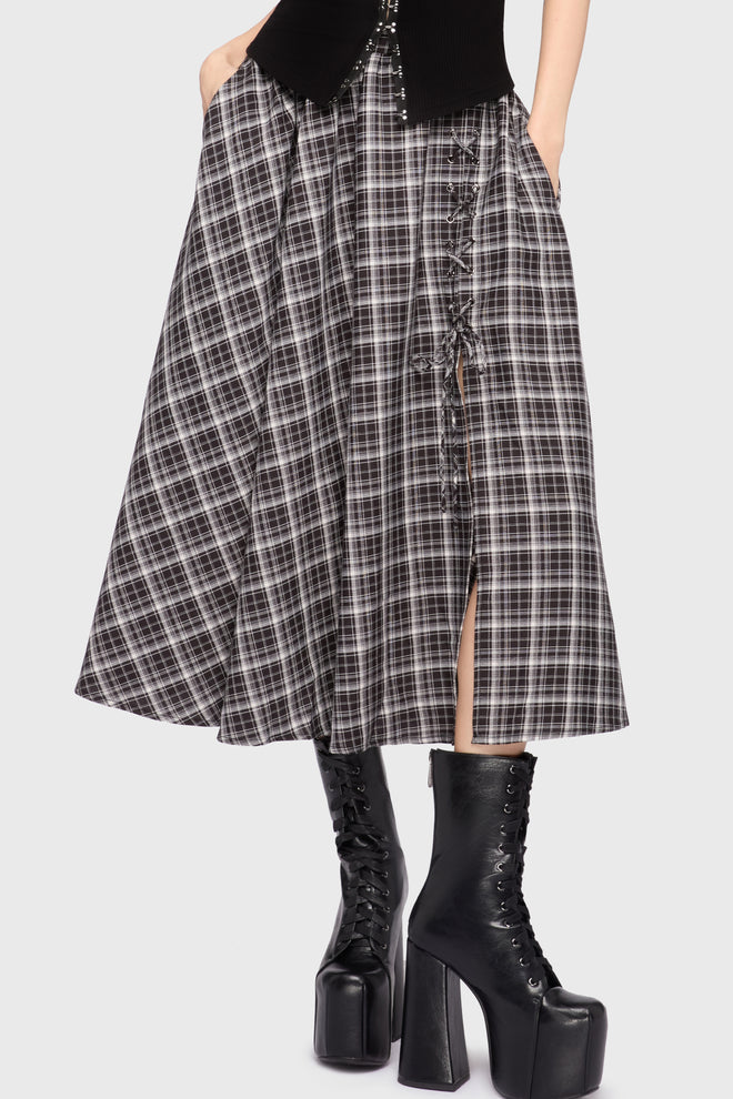Chapel Blessing Plaid Midi Skirt