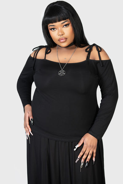 black bardot top with sleeves