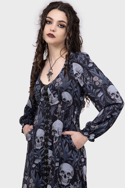 maxi dress with skulls Women's Skull Black And White Ankle Long Dress L / White