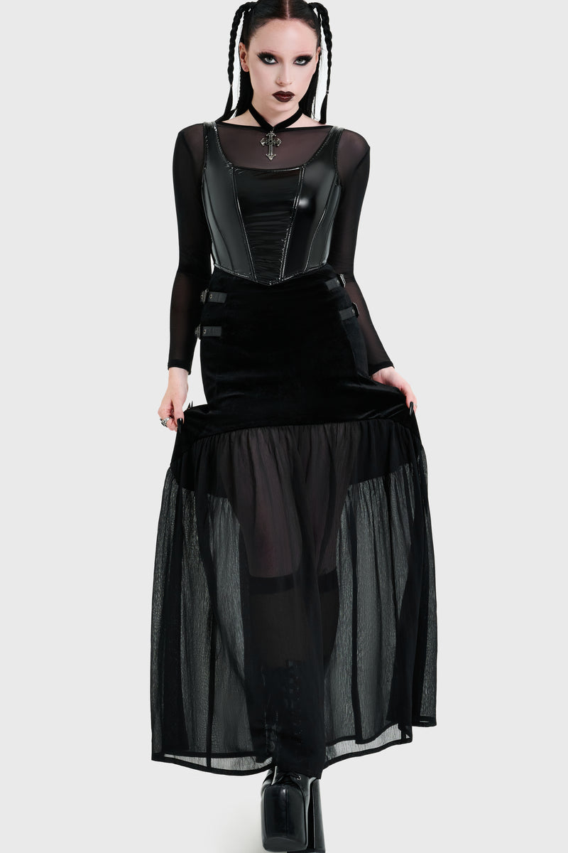 Estria Hex Chiffon Maxi Skirt