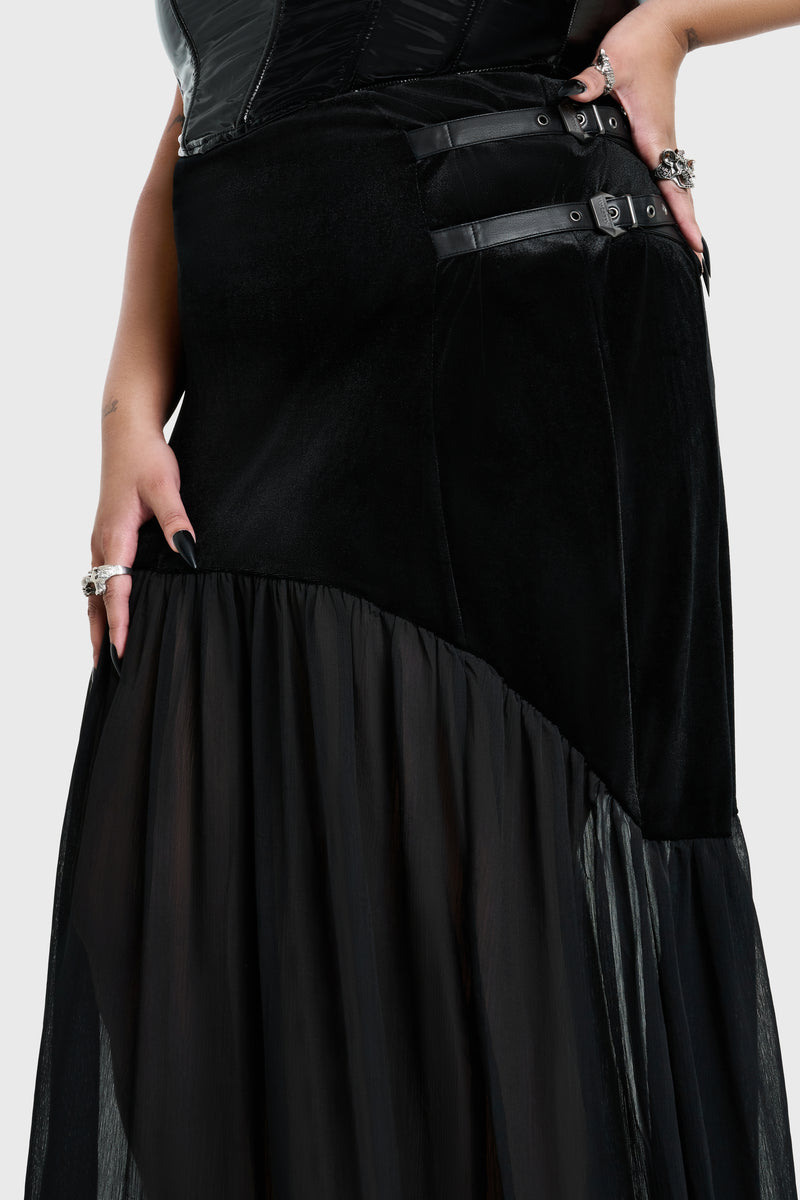 Estria Hex Chiffon Maxi Skirt
