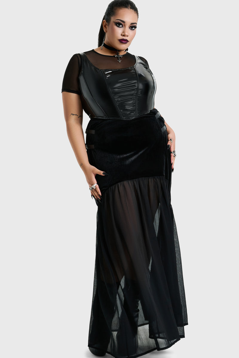 Estria Hex Chiffon Maxi Skirt