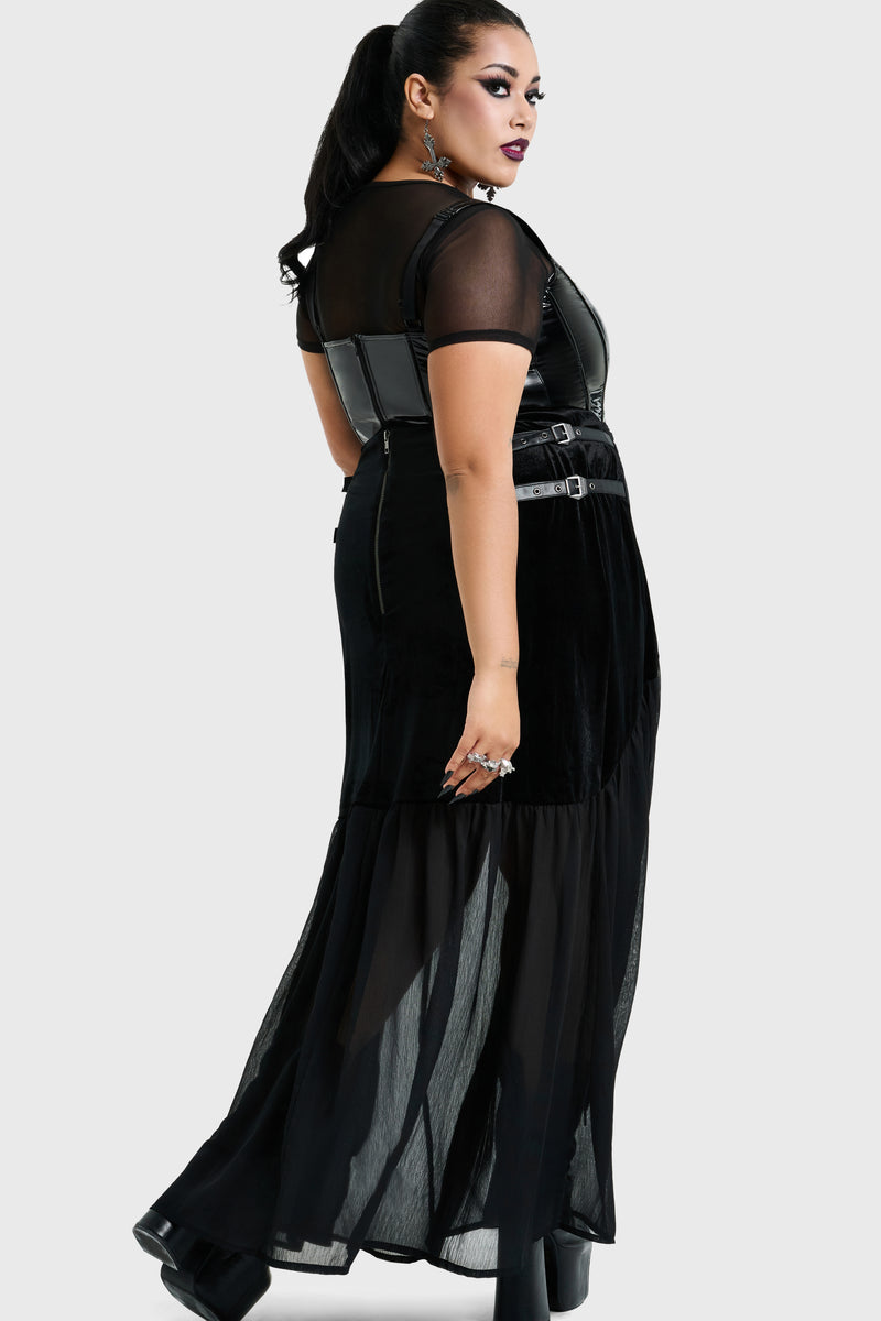 Estria Hex Chiffon Maxi Skirt