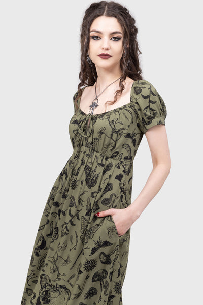 killstar green dress women's dress KILLSTAR - Forestine