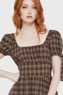 Grim Gretchen Dress [BROWN TARTAN]
