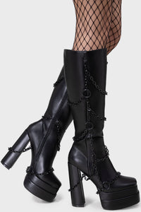 Gloomed & Doomed Knee High Boots