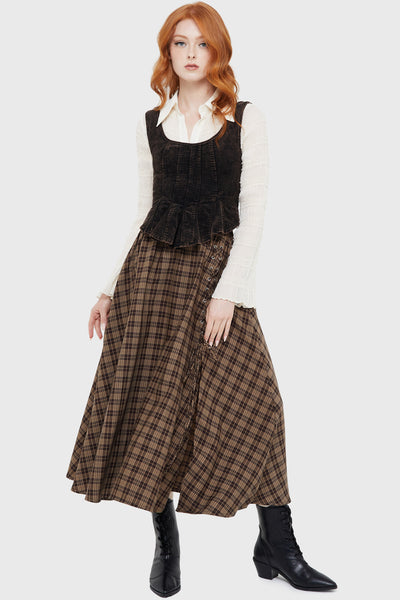 Haven Hollow Skirt [BROWN TARTAN]