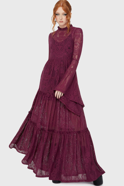 Hecate Lace Maxi Dress [Plum]