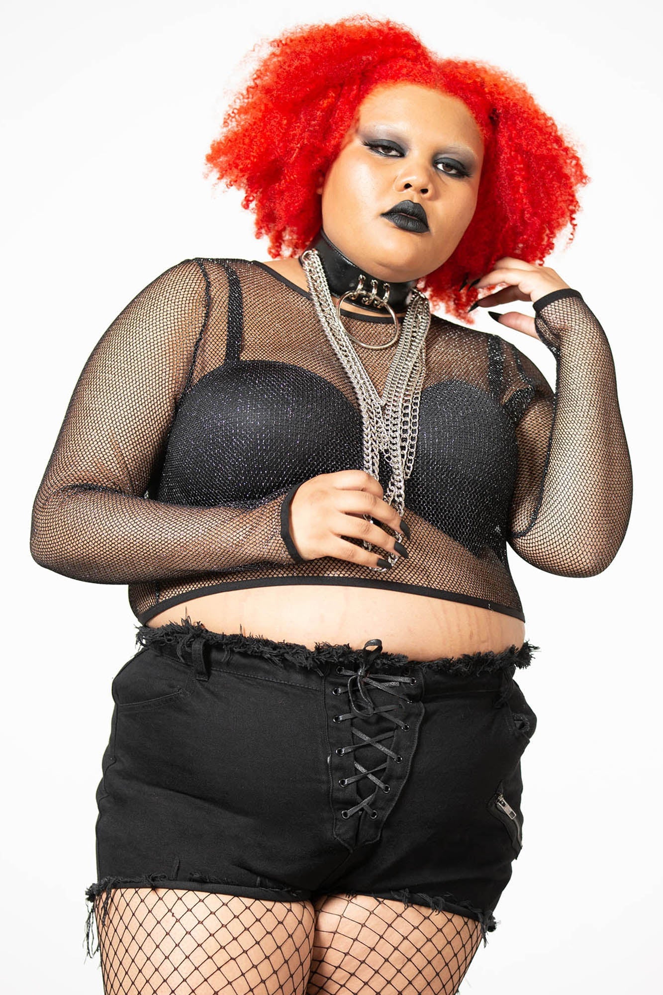 black fishnet top plus size