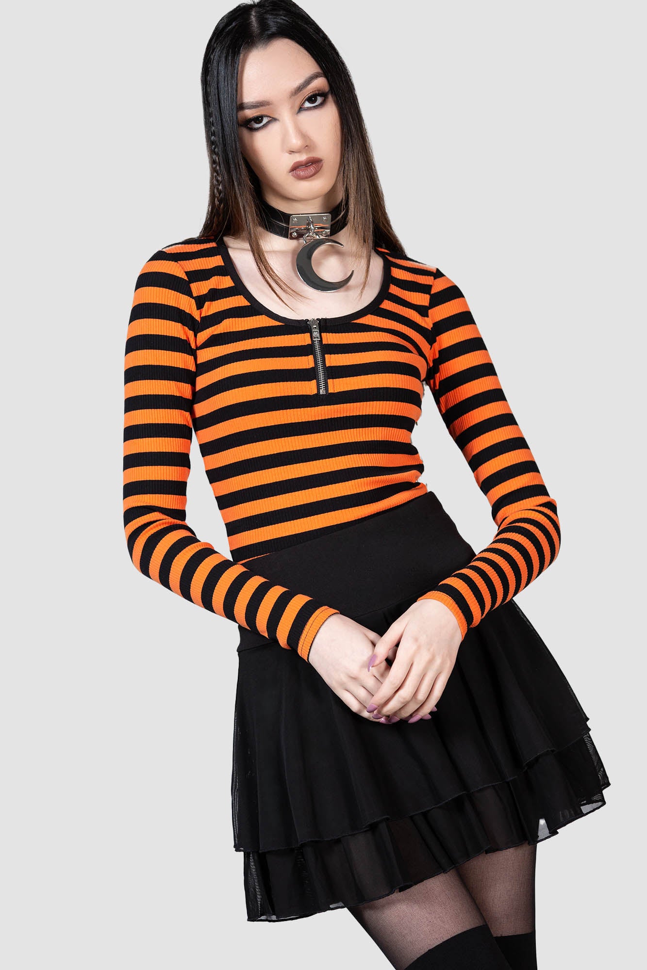 black and orange top