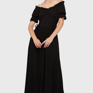 Jocasta Maxi Dress Short Sleeve [BLACK]