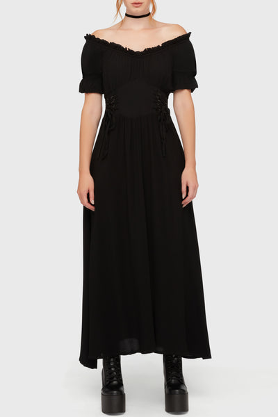 Jocasta Maxi Dress Short Sleeve [BLACK]