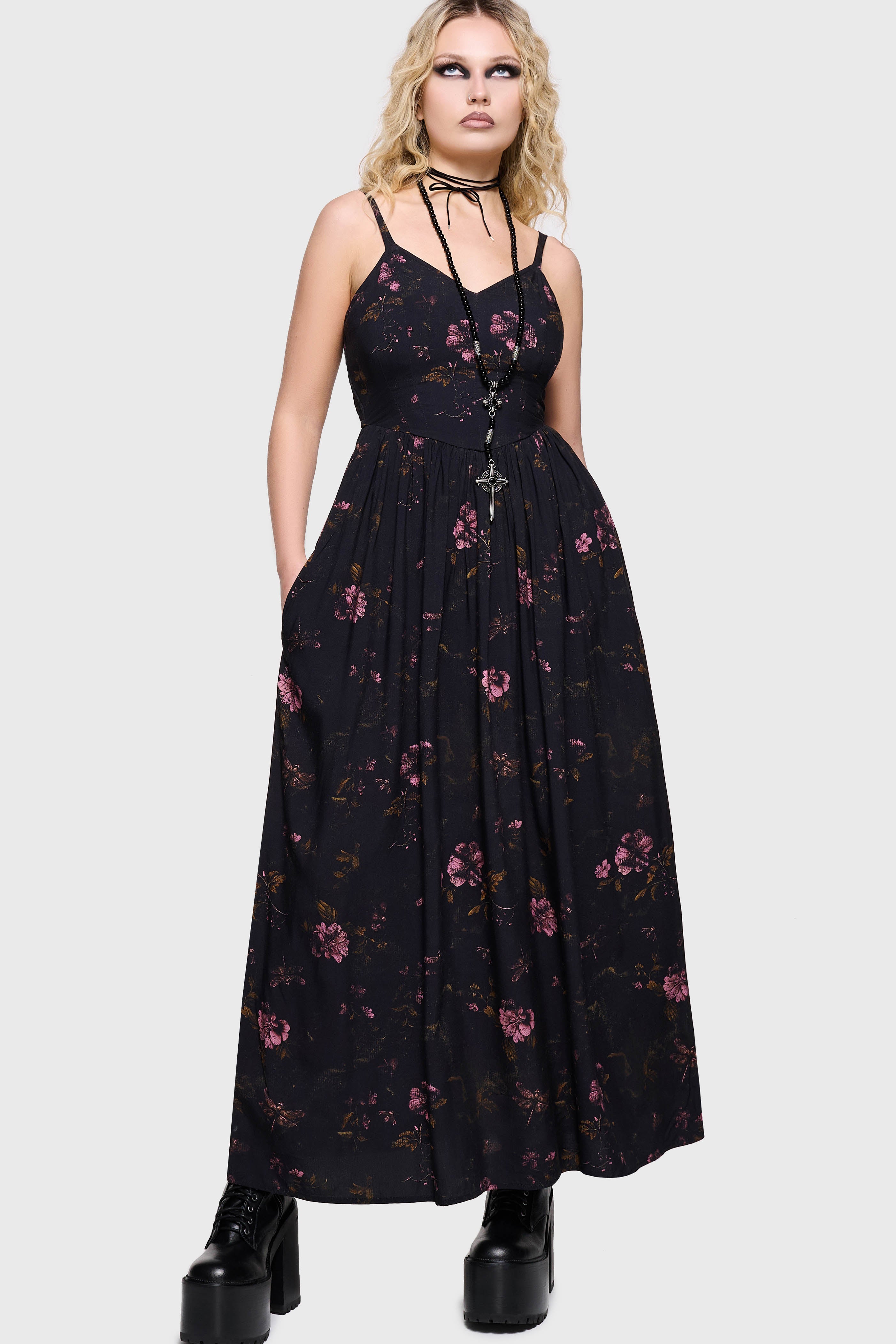 Junniper Maxi Dress [BLACK/PINK] ‐ KILLSTAR