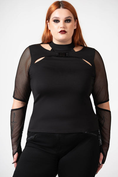 fishnet sleeve top