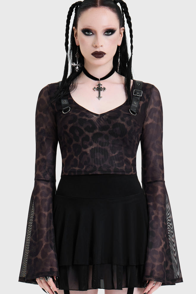 Leopard Flared Sleeve Top