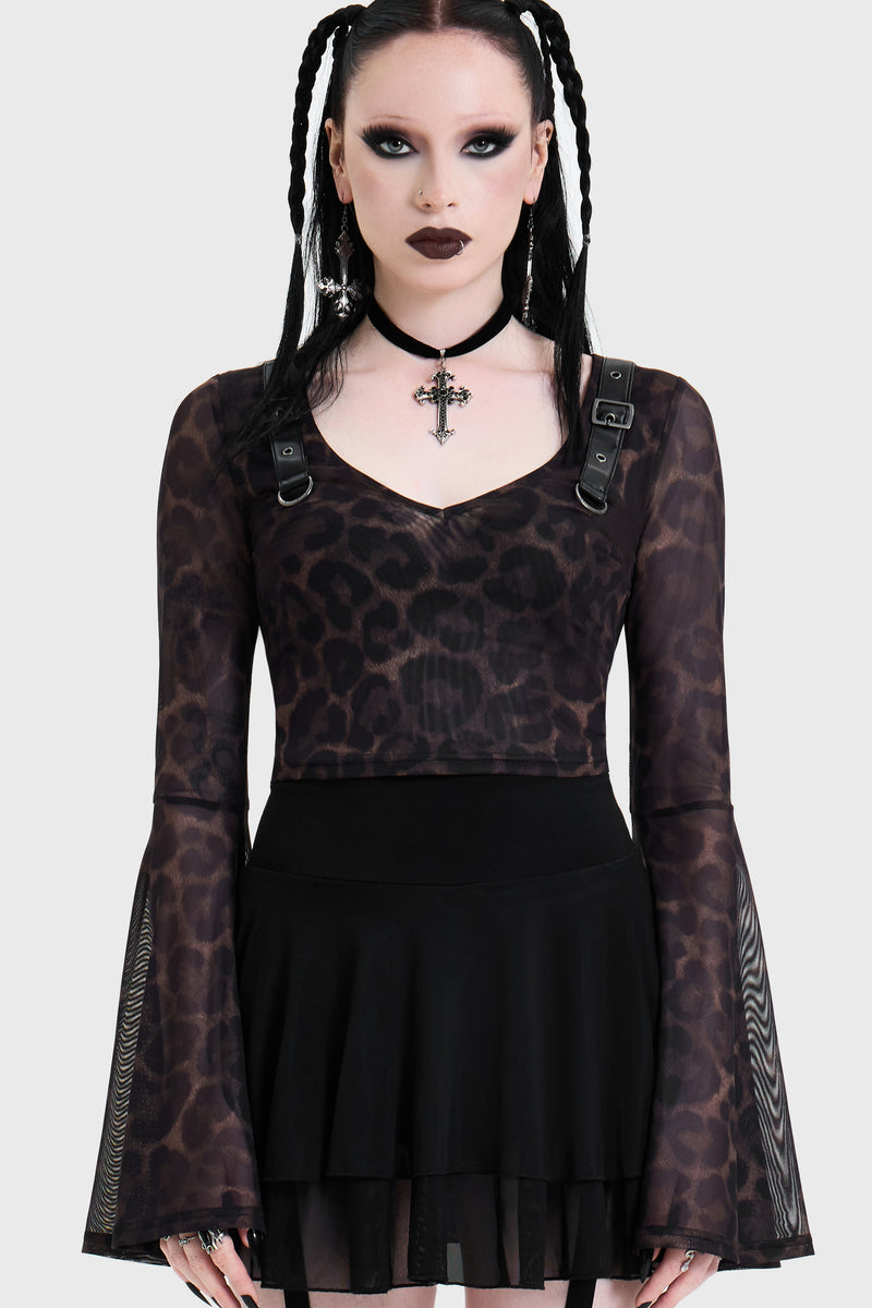 Leopard Flared Sleeve Top