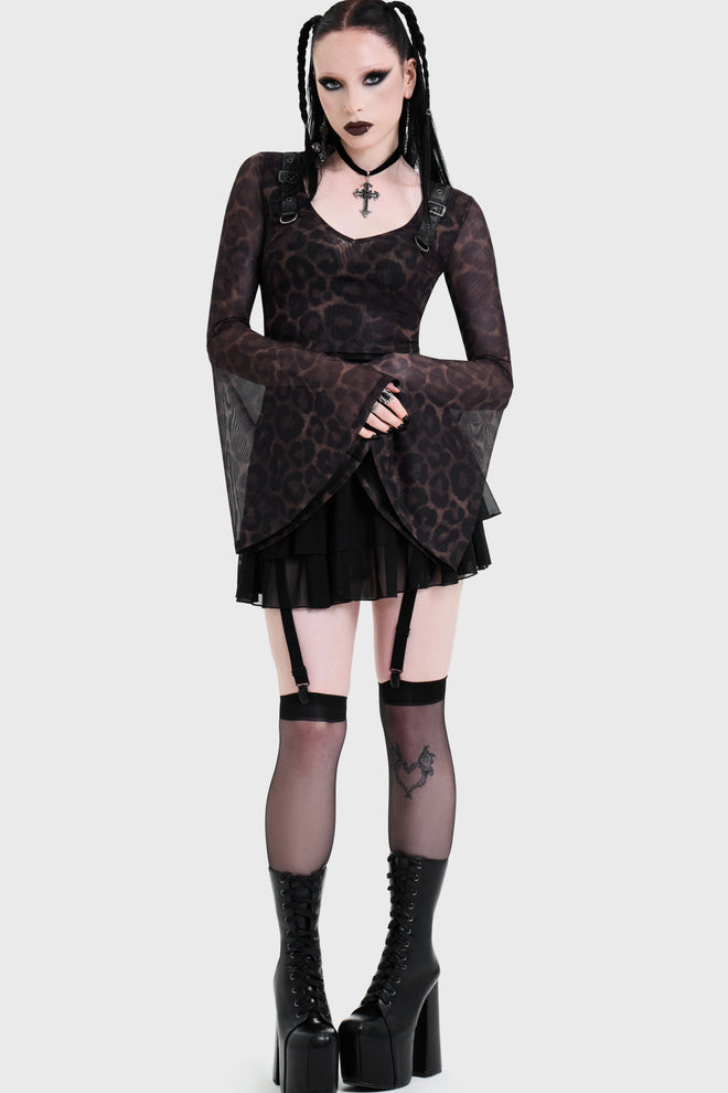 Leopard Flared Sleeve Top