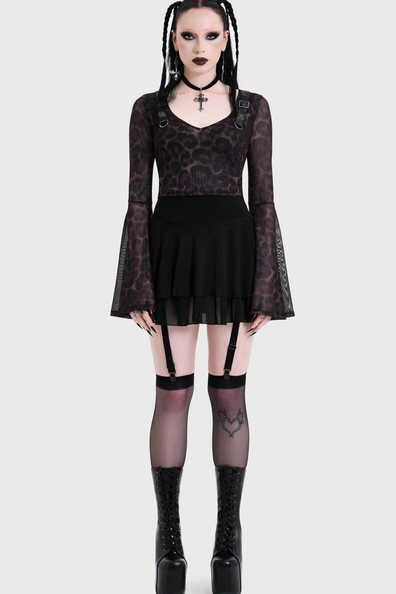 Leopard Flared Sleeve Top