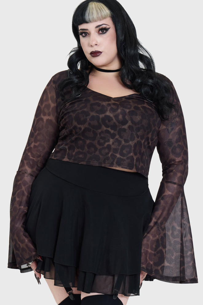 Leopard Flared Sleeve Top