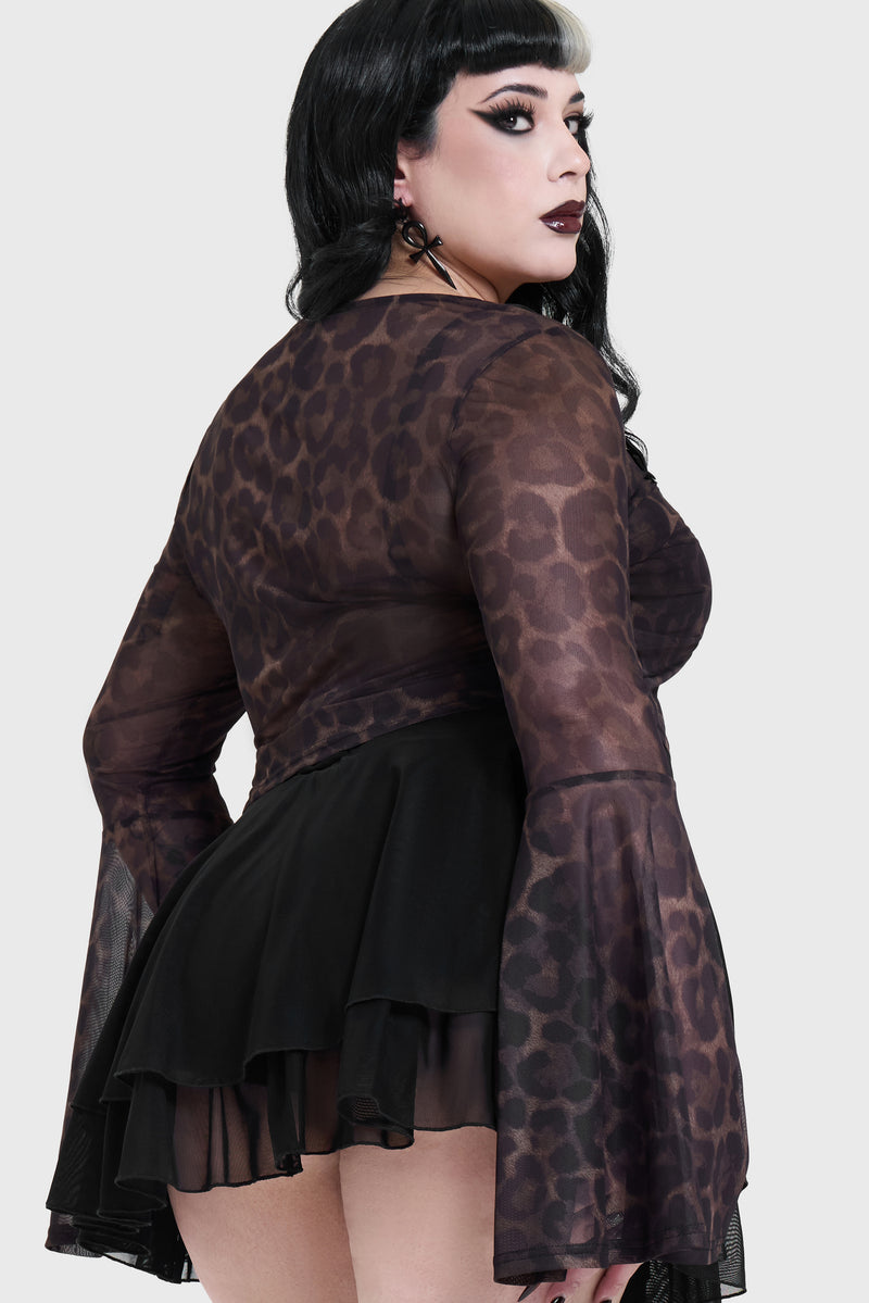 Leopard Flared Sleeve Top