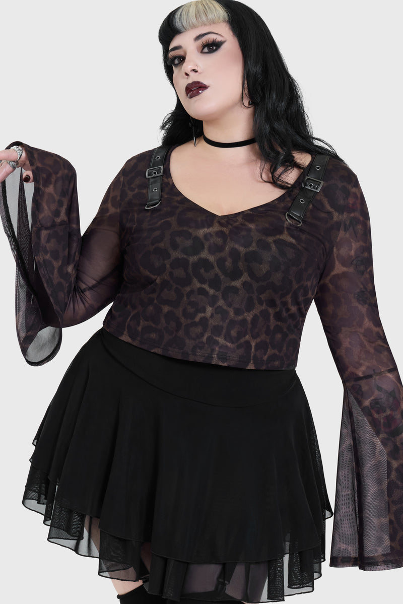 Leopard Flared Sleeve Top