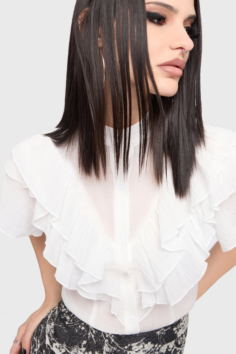 Midnight Vale Ruffle Blouse