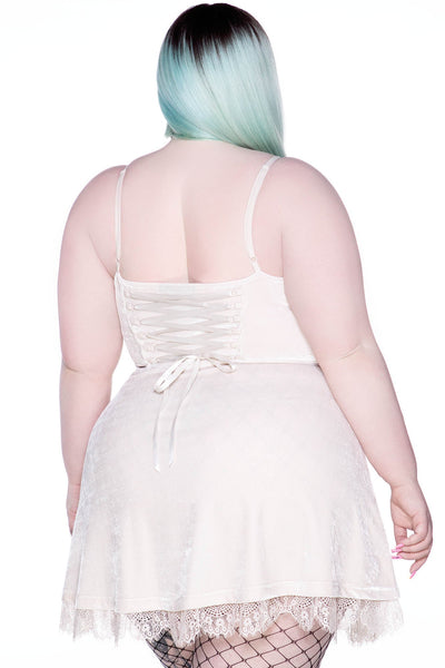 Moonstruck Velvet Skater Dress [Ivory]