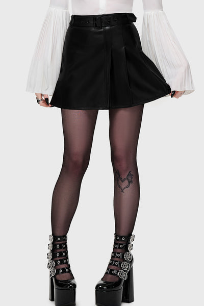 スカート Volant Mini Skirt NOIR-HALF-PLEAT-MINI-SKIRT-