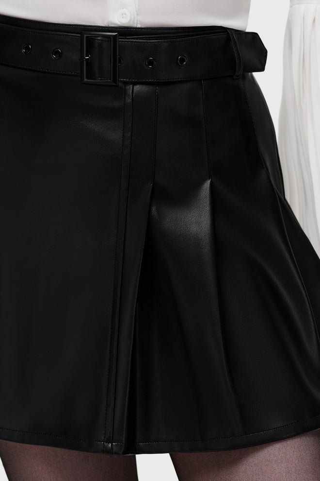 Noir Half Pleat Mini Skirt